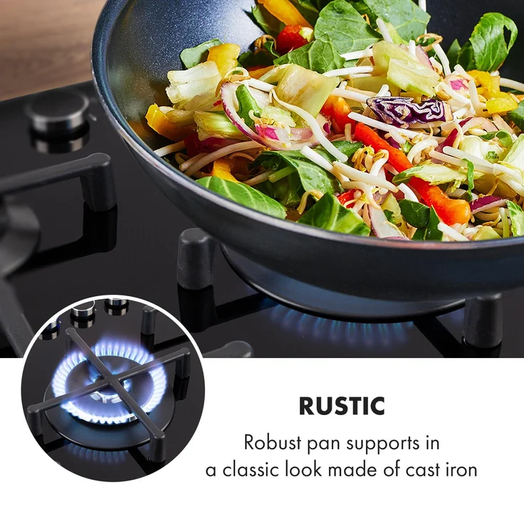 Klarstein Illuminosa 5 Gaskochfeld 5-flammig Sabaf-Brenner Glaskeramik – Bild 6