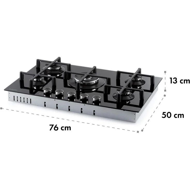 Klarstein Illuminosa 5 Gaskochfeld 5-flammig Sabaf-Brenner Glaskeramik – Bild 10