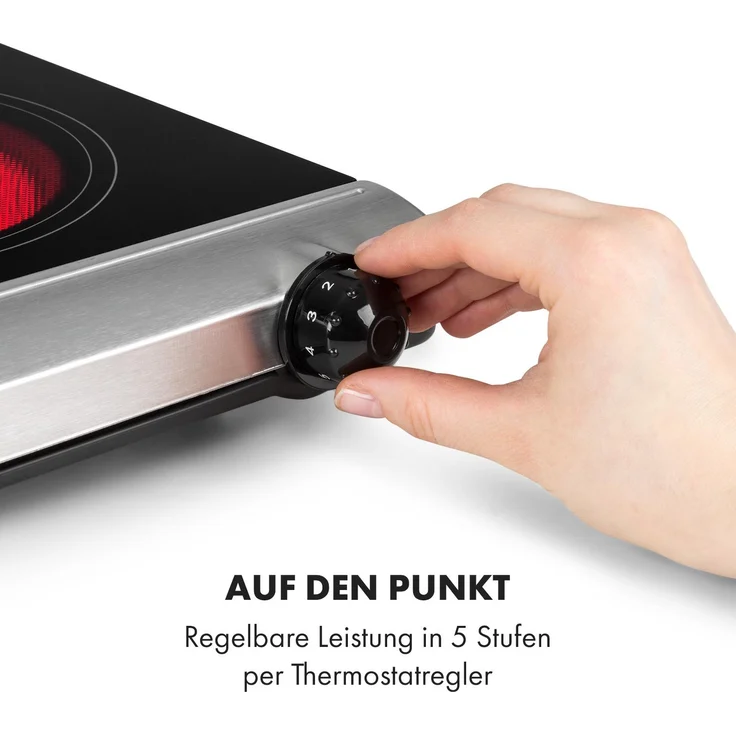 Klarstein Cookbuddy Doppel-Kochfeld 2400W 5 Leistungsstufen Glaskeramik Silber – Bild 6