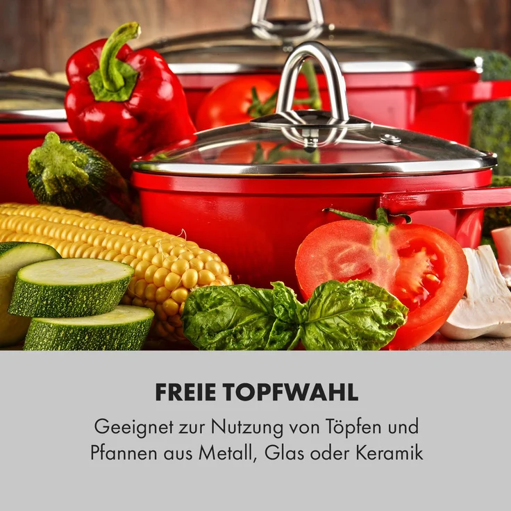 Klarstein Cookbuddy Doppel-Kochfeld 2400W 5 Leistungsstufen Glaskeramik Silber – Bild 7