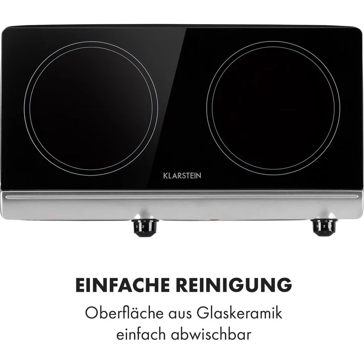 Klarstein Cookbuddy Doppel-Kochfeld 2400W 5 Leistungsstufen Glaskeramik Silber – Bild 4