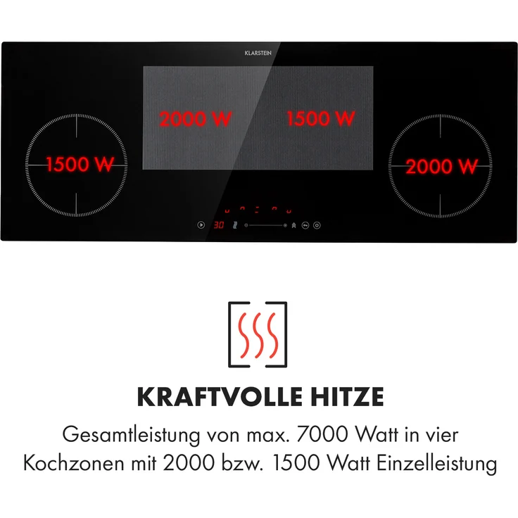 Klarstein Delicatessa 90 Slim Einbaukochfeld Induktion 4 Zonen 7000W Autark – Bild 3