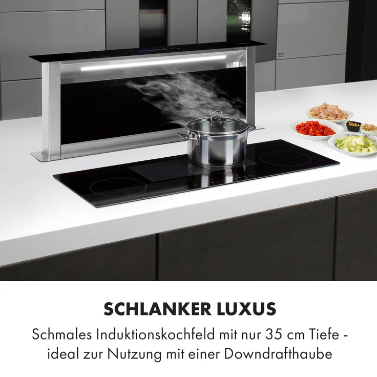 Klarstein Delicatessa 90 Slim Einbaukochfeld Induktion 4 Zonen 7000W Autark – Bild 2