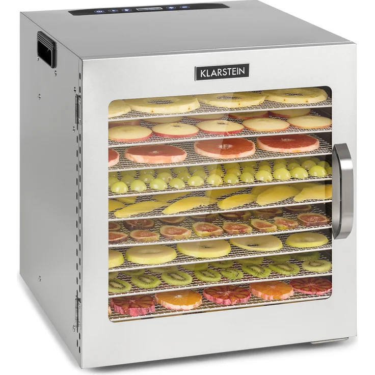 Klarstein Captain Jerky 110 Dörrautomat, 10 Einschübe, 1000 Watt, 30-90 °C, 24h-Timer, Edelstahl, silber, spülmaschinengeeignet – Bild 1