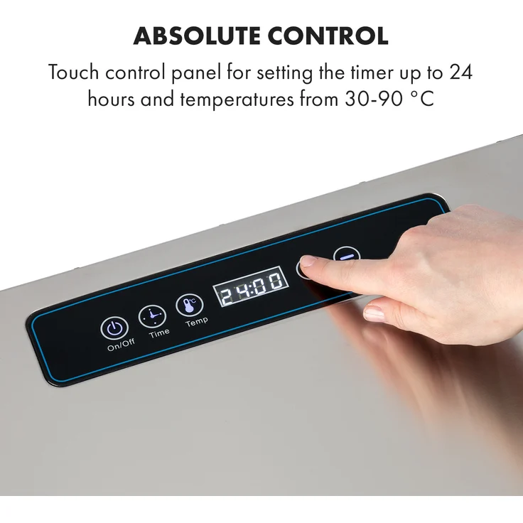 Klarstein Captain Jerky 110 Dörrautomat, 10 Einschübe, 1000 Watt, 30-90 °C, 24h-Timer, Edelstahl, silber, spülmaschinengeeignet – Bild 3