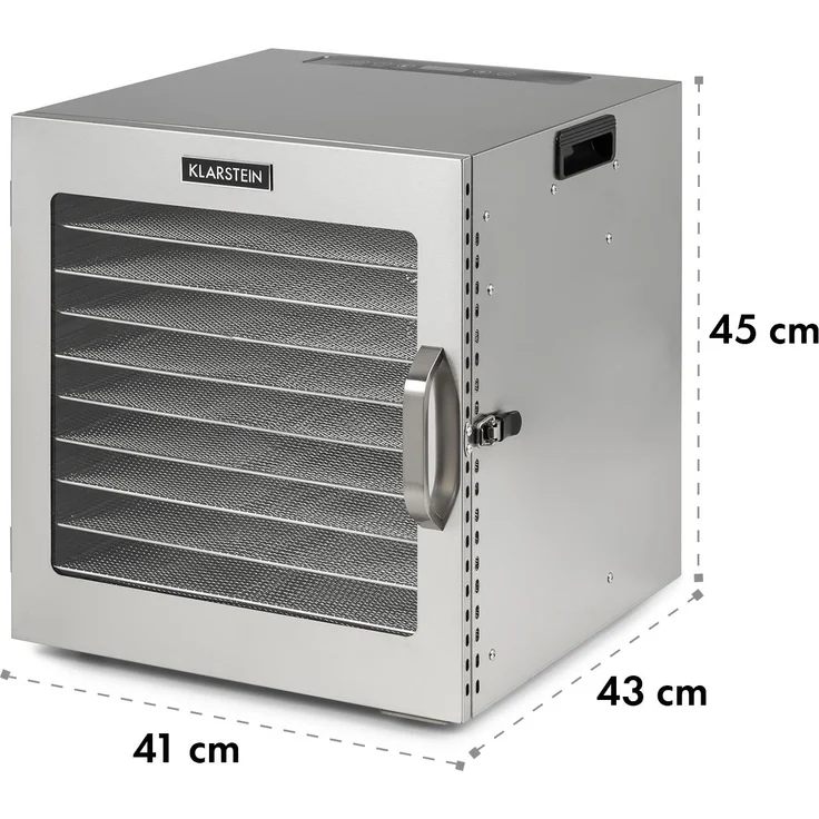 Klarstein Captain Jerky 110 Dörrautomat, 10 Einschübe, 1000 Watt, 30-90 °C, 24h-Timer, Edelstahl, silber, spülmaschinengeeignet – Bild 9