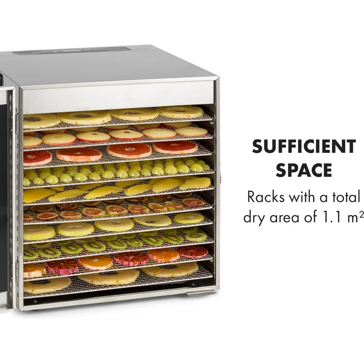 Klarstein Captain Jerky 110 Dörrautomat, 10 Einschübe, 1000 Watt, 30-90 °C, 24h-Timer, Edelstahl, silber, spülmaschinengeeignet – Bild 4