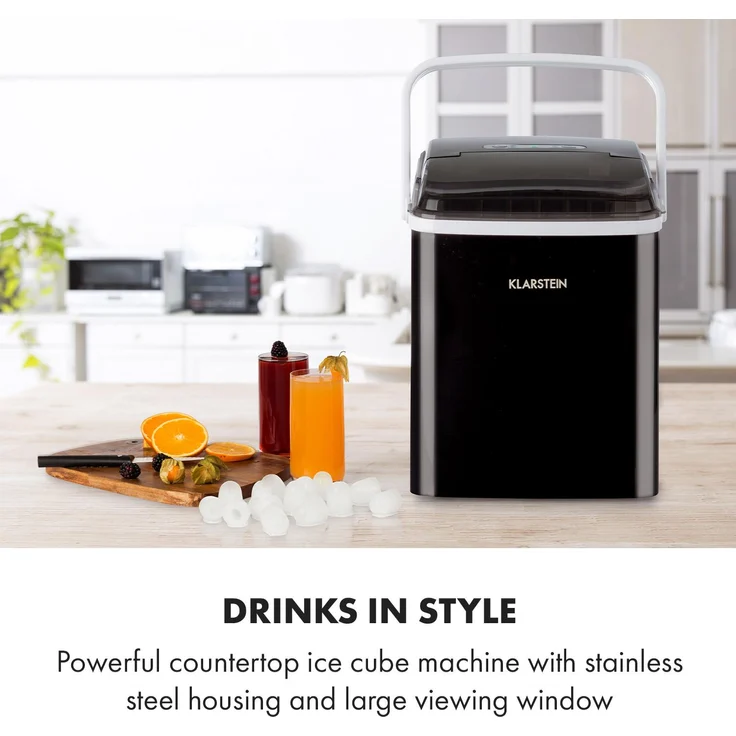 Klarstein Arctic Porter Eiswürfelmaschine Bullet-Eis 12kg-24h Edelstahl, schwarz – Bild 2