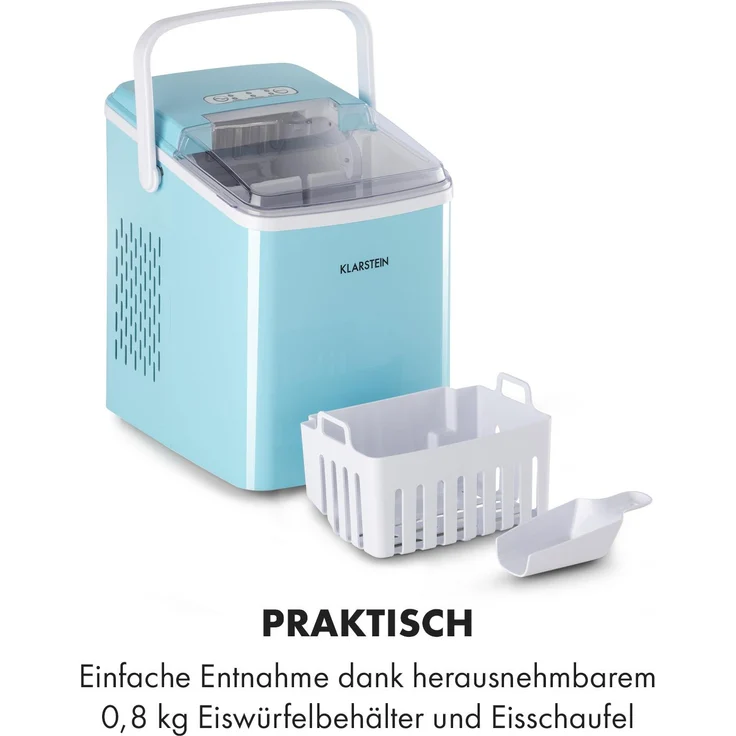 Klarstein Arctic Porter Eiswürfelmaschine Bullet-Eis 12kg-24h Edelstahl, blau – Bild 9