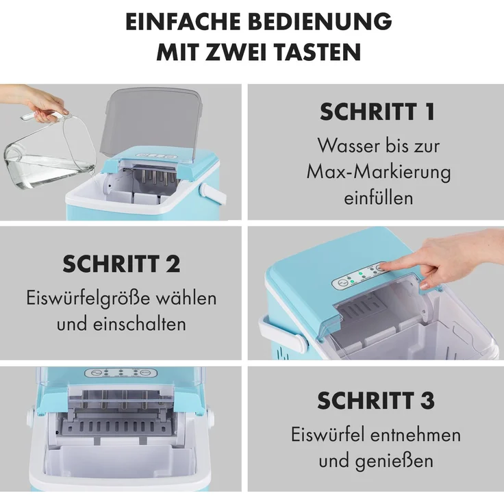 Klarstein Arctic Porter Eiswürfelmaschine Bullet-Eis 12kg-24h Edelstahl, blau – Bild 7