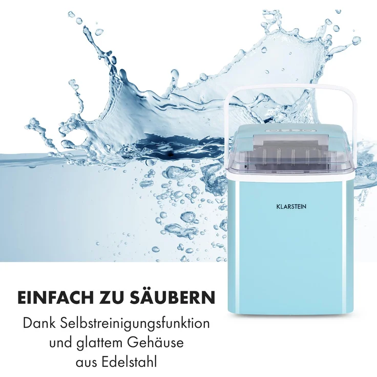 Klarstein Arctic Porter Eiswürfelmaschine Bullet-Eis 12kg-24h Edelstahl, blau – Bild 8