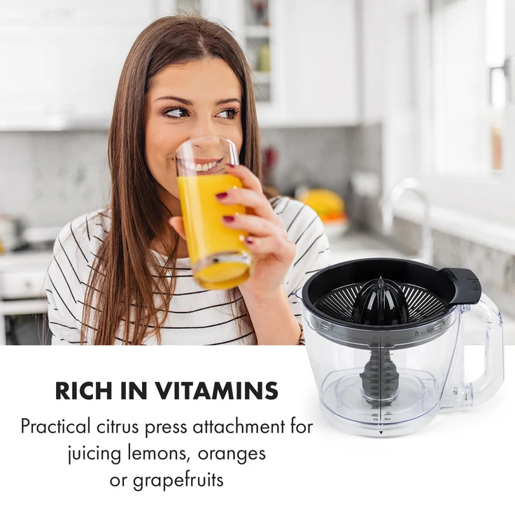 Klarstein Luca Foodprozessor, 1000W, 3L, stufenlose Geschwindigkeit, 6 Modi, rot – Bild 5