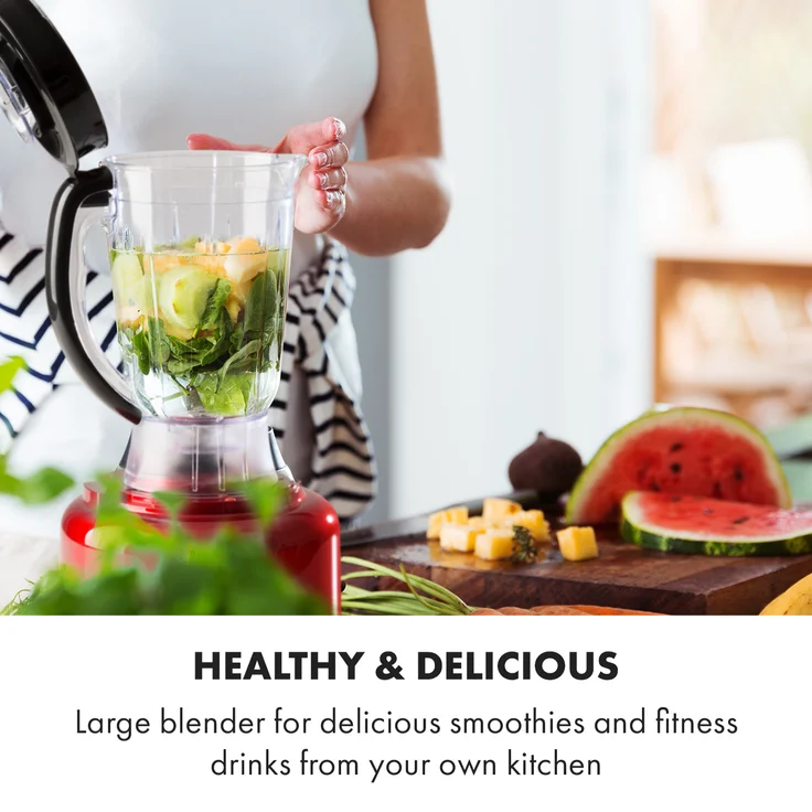 Klarstein Luca Foodprozessor, 1000W, 3L, stufenlose Geschwindigkeit, 6 Modi, rot – Bild 4