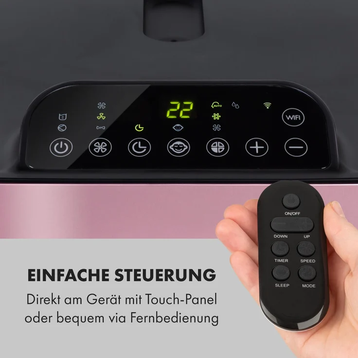 Klarstein 10035738 Kraftwerk Smart 10K Klimaanlage 3in1 10000 BTU App-Steuerung Fernbedienung, rosa – Bild 6
