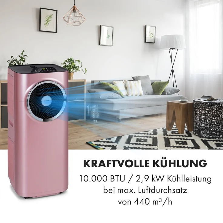 Klarstein 10035738 Kraftwerk Smart 10K Klimaanlage 3in1 10000 BTU App-Steuerung Fernbedienung, rosa – Bild 4