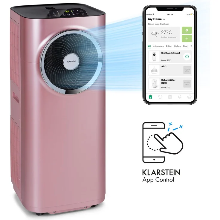 Klarstein 10035738 Kraftwerk Smart 10K Klimaanlage 3in1 10000 BTU App-Steuerung Fernbedienung, rosa – Bild 1