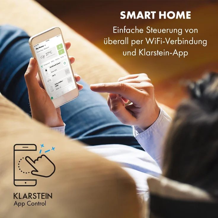 Klarstein 10035739 Kraftwerk Smart 12K Klimaanlage 3in1 12000 BTU App-Steuerung Fernbedienung, blau – Bild 3