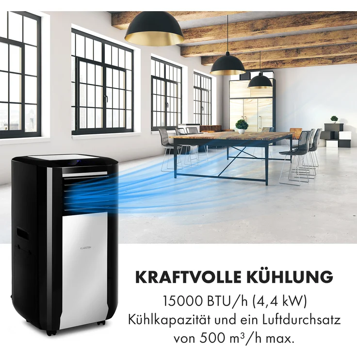 Klarstein 10035742 Max Breeze Smart mobile Klimaanlage 15000 BTU-h (4,4 kW) EEC A Schwarz – Bild 4