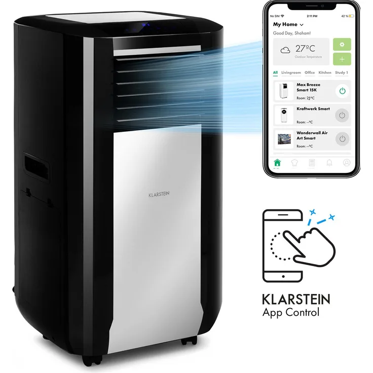 Klarstein 10035742 Max Breeze Smart mobile Klimaanlage 15000 BTU-h (4,4 kW) EEC A Schwarz
