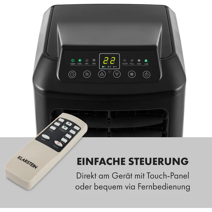 Klarstein Pure Blizzard Smart 9k mobile Klimaanlage 9000 BTU-2,6 kW Fernbedienung, schwarz, 10035808 – Bild 6