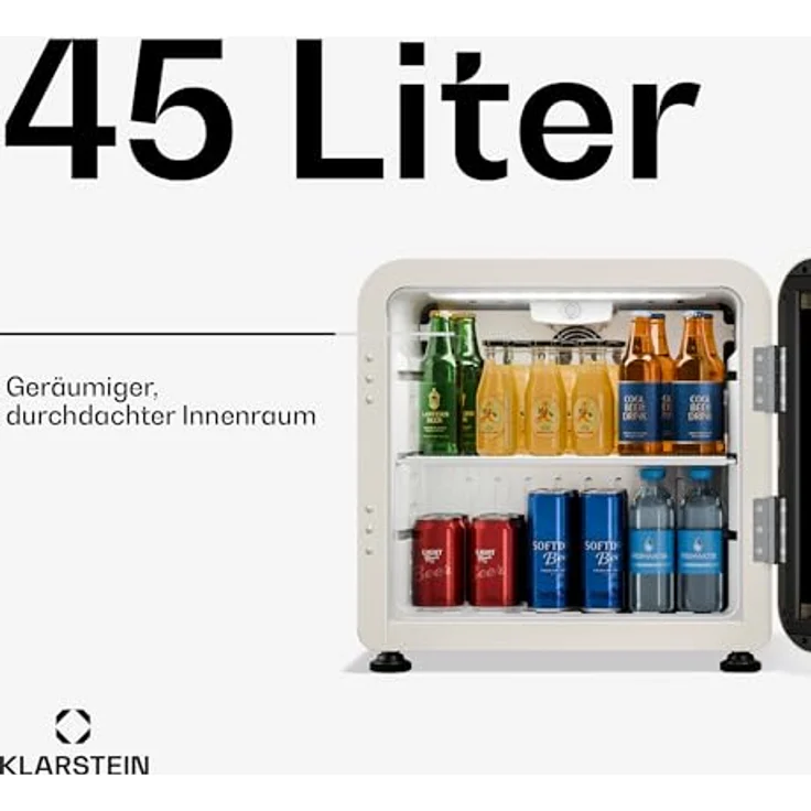 Klarstein Audrey Evo Getränkekühlschrank 45 L, Glastür, LED-Beleuchtung, einstellbare Temperatur 0–10 °C, leiser Betrieb – Bild 2