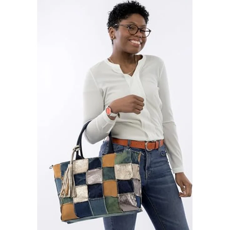 SURI FREY Shopper SFY Ashley, für Damen in Mix-Optik, veganes Material, Baumwolle, Reißverschluss – Bild 3