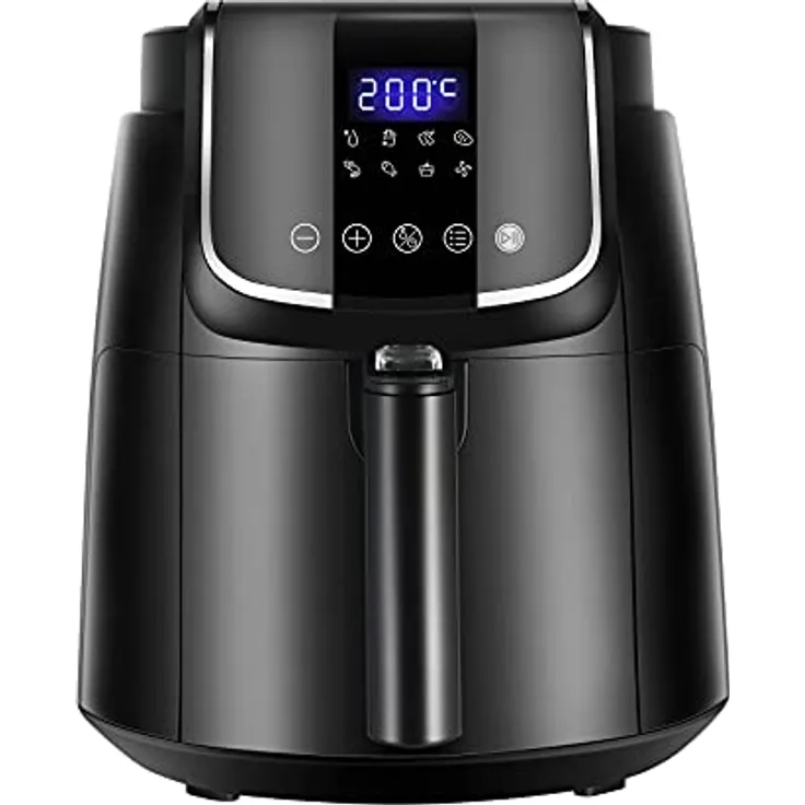 Midea MF-CN40C2 Heißluftfritteuse 4L, Ölfreie Airfryer 1500W, 8 Vorprogrammierte Kochmodi, 35-200℃, Backen, Braten, Grillen, Auftauen, Schüttelalarm, 60-Minuten Timer, 81 Rezepten, Spülmaschinenfest