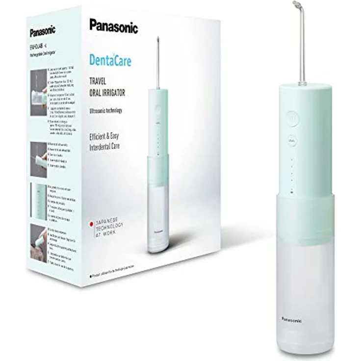 Panasonic EW-DJ4B Reise-Munddusche, Wiederaufladbare mit Ultraschalltechnologie, 150 ml Wassertank, Schnelles Aufladen in 1 Stunde, Mintgrün-weiß – Bild 1