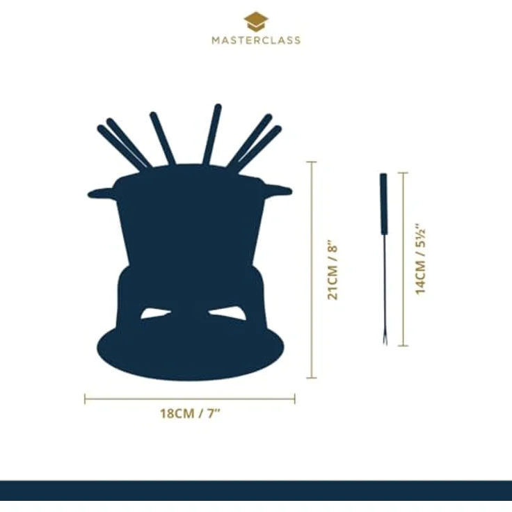 Kitchen Craft liertes Fondue-Set aus Gusseisen mit 6 Gabeln, cremefarben – Bild 4