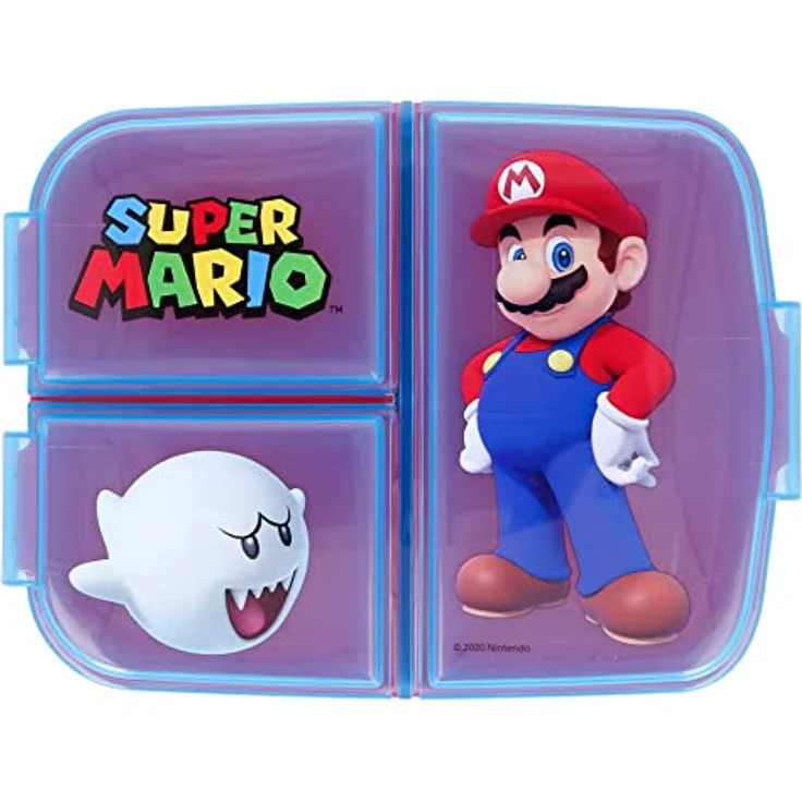 Super Mario Kinder Premium Brotdose Lunchbox Frühstücks-Box Vesper-Dose mit 3 Fächern – Bild 2