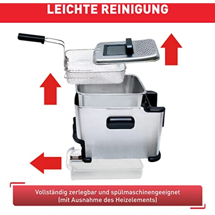 Tefal FR701616 Deep Fryer Oleoclean Compact Fritteuse, 2 Liter, mit Öl, silber, schwarz – Bild 6