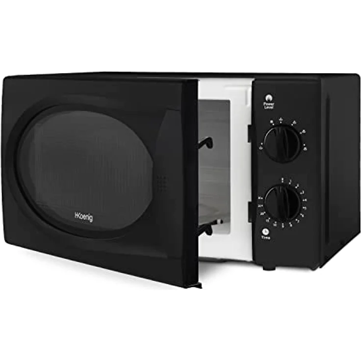 H.Koenig VIO6B Kompakte Mikrowelle, 20 l, Schwarz, leistungsstark 700 W, Drehteller 24,5 cm, Multifunktional, 5 Heizstufen und Auftaufunktion, Timer bis 30 Minuten, schnell, Arbeitsplatte – Bild 3