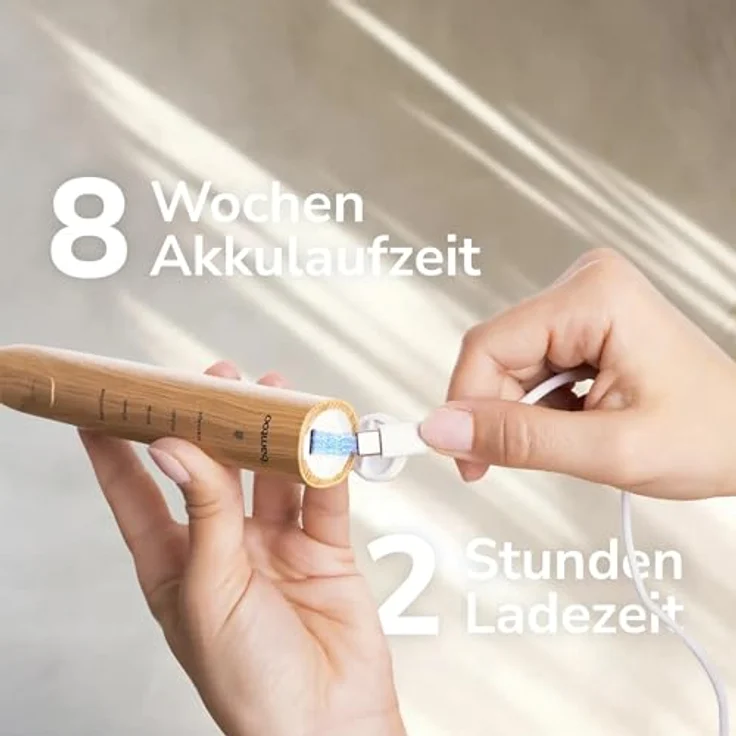 bamtoo® Elektrische Schallzahnbürste KOA V2, inkl. Reiseetui | Nachhaltige Zahnbürste für erstklassige Reinigung | Inkl. 2 Bambus Bürstenköpfe | 8 Wochen Akkulaufzeit – Bild 5
