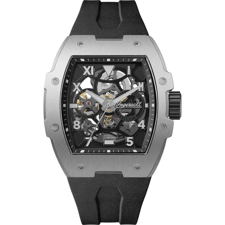Ingersoll Automatikuhr The Play 45.2 mm Automatik Herren I15301, Schwarzes Skeleton-Zifferblatt und schwarzes PU-Armband – Bild 1