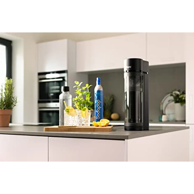 Sodapop Wassersprudler Logan matt schwarz, 850ml mit spülmaschinenfester Glasflasche und integriertem Berstschutz – Bild 3