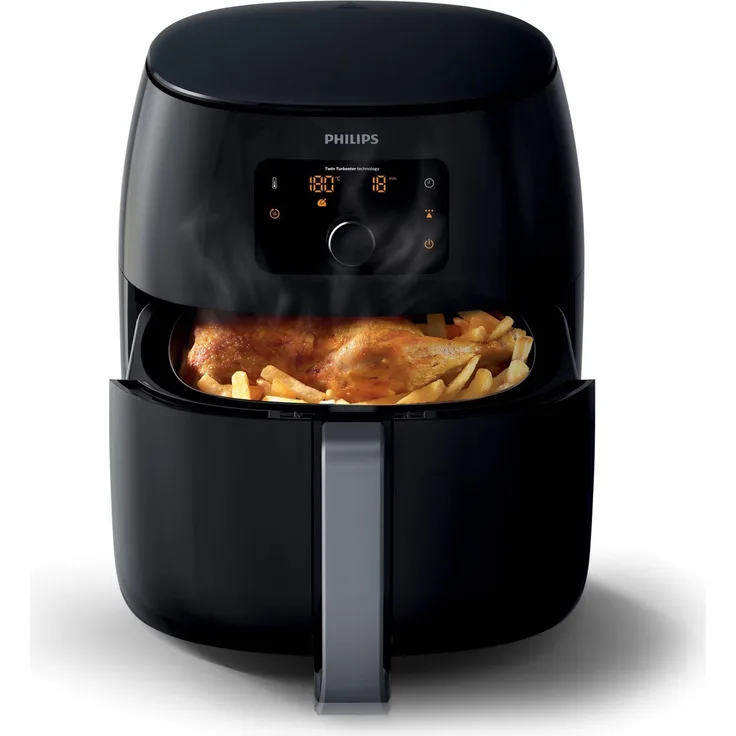 Philips HD9650-90 XXL Advance Premium Airfryer Heißluftfritteuse für 6 Personen, 7,3 Liter, schwarz