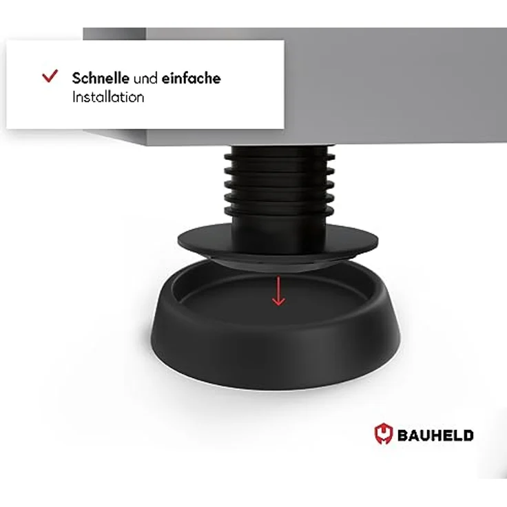 BAUHELD 4x Schwingungsdämpfer Waschmaschine und Trockner, Antivibrationsfüße aus Gummi, kompatibel mit Bosch, Siemens, AEG, rutschfeste Unterlage in Schwarz, Made in Germany – Bild 5