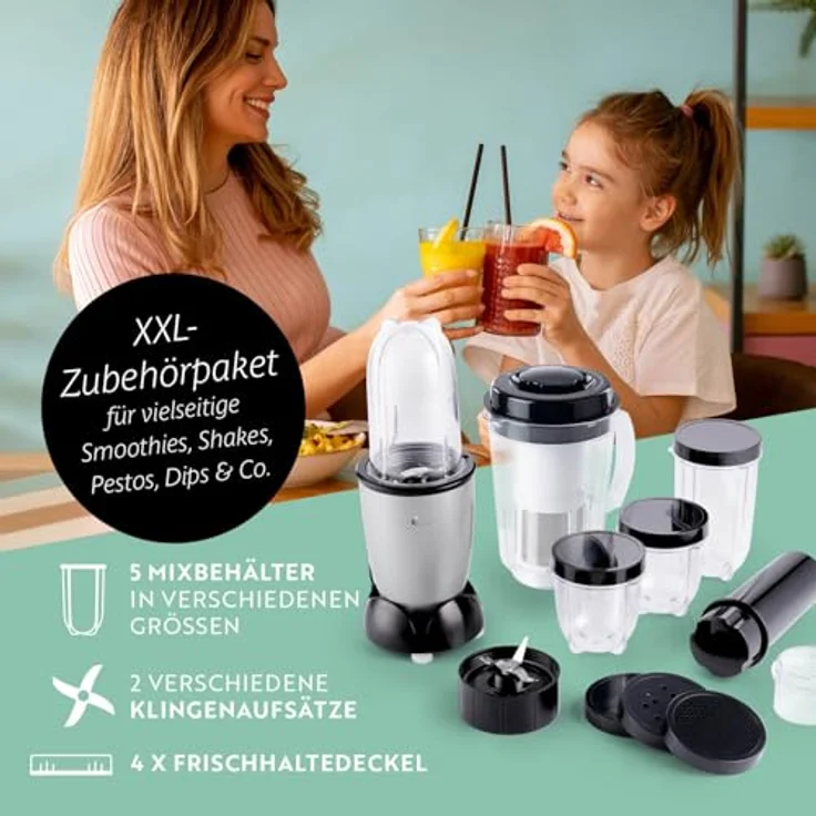 GOURMETmaxx Standmixer GOURMETmaxx Smoothie Maker & Standmixer 400W 18tlg. Set Mr. Magic, 400,00 W, Vielseitiger Smoothie Maker & Multitalent, in Schwarz – Bild 3
