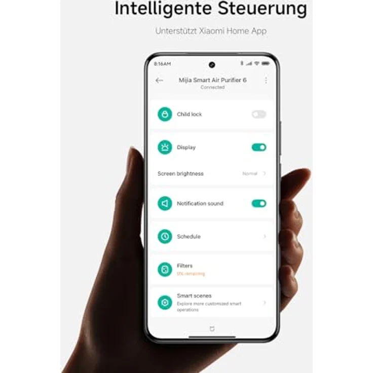 Xiaomi Mijia Luftreiniger 6, HEPA-Luftreinigung, 380 m³/h, WLAN-fähig, weiß – Bild 11
