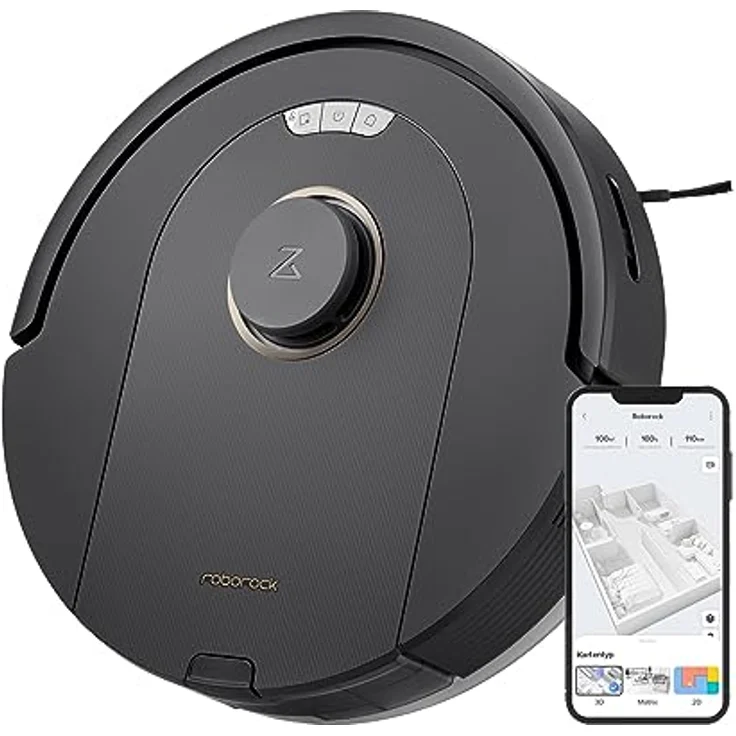 roborock Q5 Pro Saugroboter mit DuoRoller-Bürste, 5500Pa Saugkraft, 770mL Staubbehälter, 180mL Wassertank, Staubsauger Wischroboter PreciSense-LiDAR-Navigation Teppiche Tierhaare App/Alexa, Schwarz – Bild 1