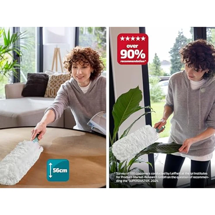 Leifheit SUPERDUSTER XL, Staubwedel mit 360° Mikrofaser-Textil, waschbar, lang ausziehbar mit Click-System – Bild 3