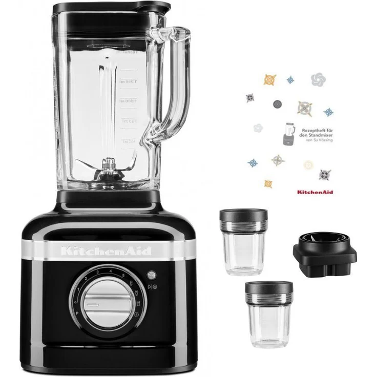 KitchenAid Standmixer K400 Artisan, 1200 Watt Leistung, Glasbehälter, 5 Geschwindigkeitsstufen, Schwarz