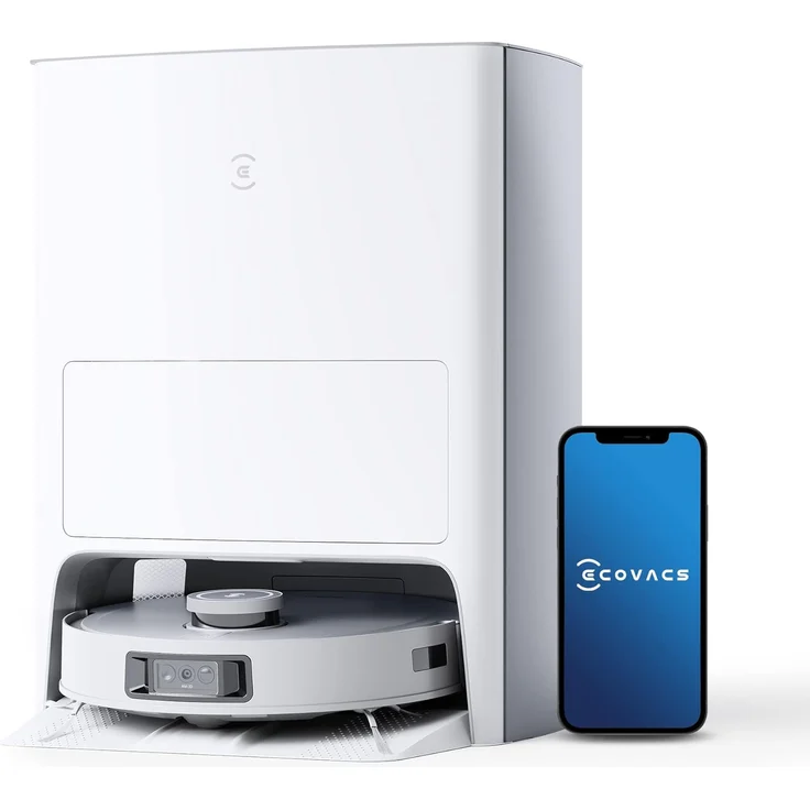 Ecovacs Deebot X1 Omni Saugroboter mit Wischfunktion und Absaugstation, 260 min Akkubetrieb, rotierender Wischausatz, 5000 Pa Saugleistung, weiß – Bild 1