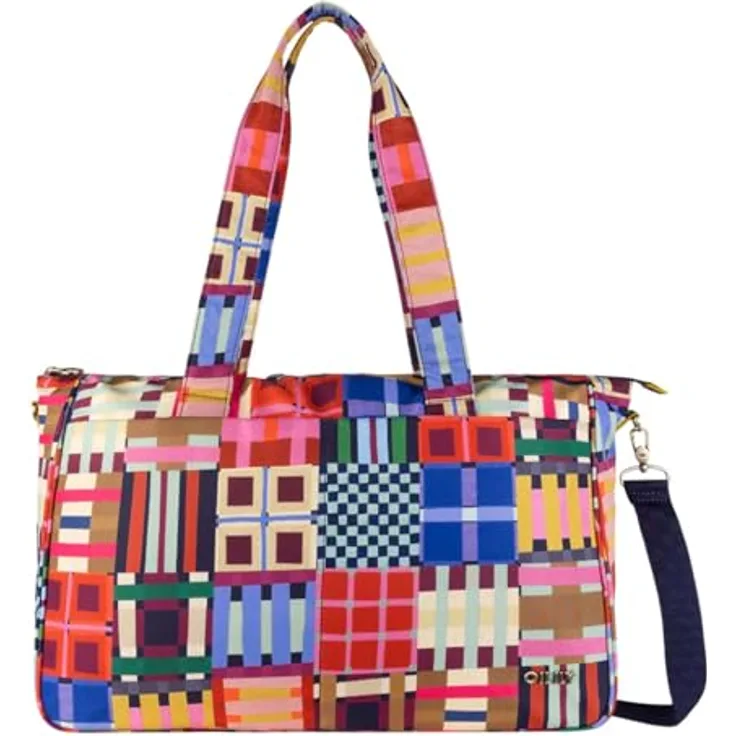 Oilily Tartan Tape Wynda Shopper Tasche, 31 cm, Mehrfarbig mit praktischen Fächern und verstellbarem Umhängeriemen