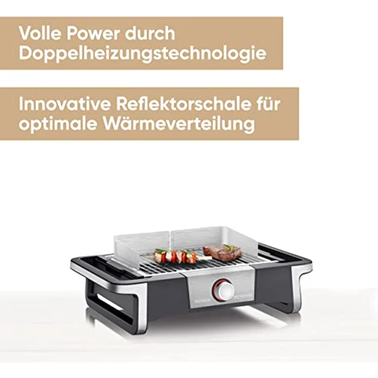 Severin PG 8113 Tischgrill, mit Grillrost, 41,5 x 24 cm Grillfläche, 3000 Watt – Bild 2