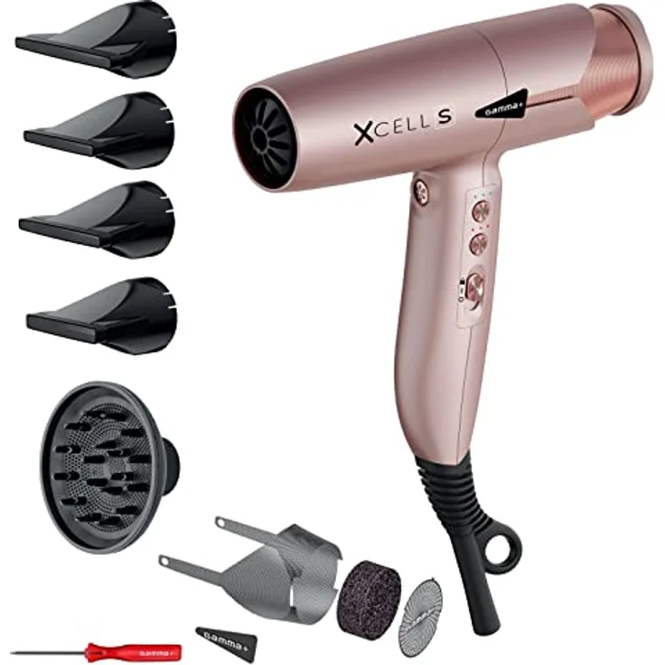 GAMMA+ XCELL S Ionic Haartrockner, 290 g Ultraleichter Haartrockner mit bakterientötender Wirkung, Leise, Smart Memory, LED-Schnittstelle, Selbstreinigende Technologie (SCHUKO-Stecker) – Bild 1