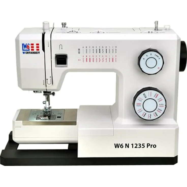 W6 Nähmaschine N 1235 Pro mit 24 Programmen | Freiarm | automatischer Einfädler | obenliegende Spule | Umlaufgreifer | Knopflochautomatik | Jeans nähen | 100 Watt Servo Motor, Weiß – Bild 3