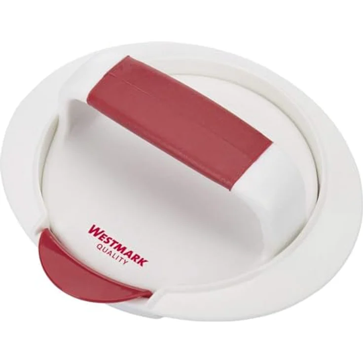 Westmark Hamburgermaker mit Patty-Hebevorrichtung, Hamburger-Presse, Innendurchmesser 11,5 cm, Kunststoff, Weiß-Rot, 62332260 – Bild 2
