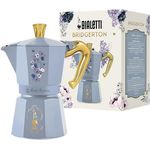 Bialetti Bridgerton Moka Express, Espressokocher für 6 Tassen, Himmelblau, kompatibel mit Elektro/Gas/Glaskeramik
