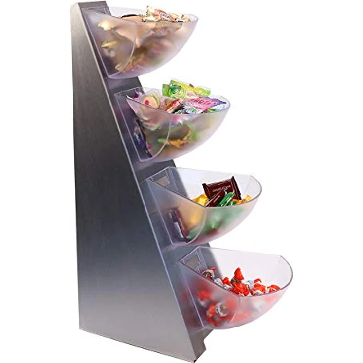 APS Buffetregal Multi-Rack, 4-stufiger Küchen Organizer mit transparenten Schütten, Silber – Bild 4